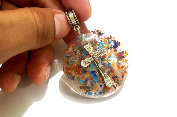 Jesus Christ Orgone 7 Chakra Pendant Real Stones and Jesus Christ Symbol Pendant