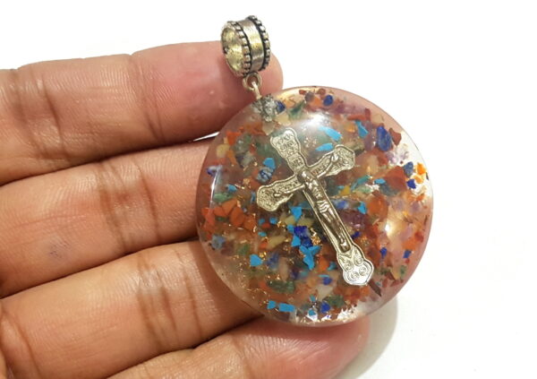 Jesus Christ Orgone 7 Chakra Pendant Real Stones and Jesus Christ Symbol Pendant - Image 4
