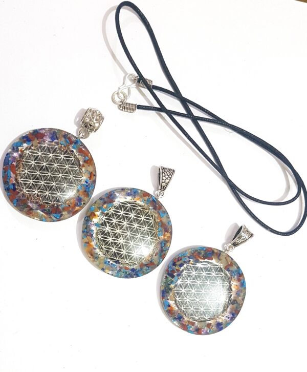 Chakra Energy Flower Of Life Crystal Healing Reiki Orgone Pendant, 1X chakra Pendant - Image 2