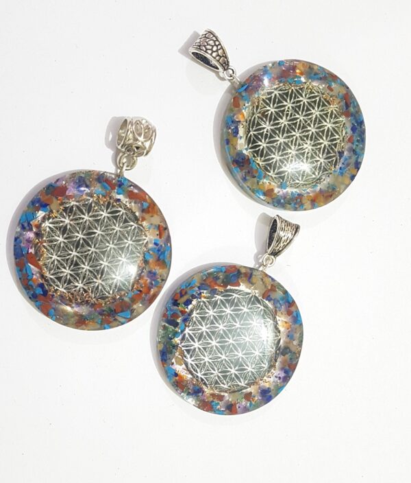 Chakra Energy Flower Of Life Crystal Healing Reiki Orgone Pendant, 1X chakra Pendant