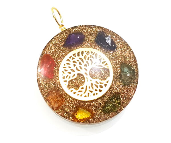 Tree of Life Chakra Chips Orgone Pendant Reiki Crystal Healing Metaphysical Pendant, Healing Chakra Crystal Pendant Cord, Beautiful Gift - Image 6