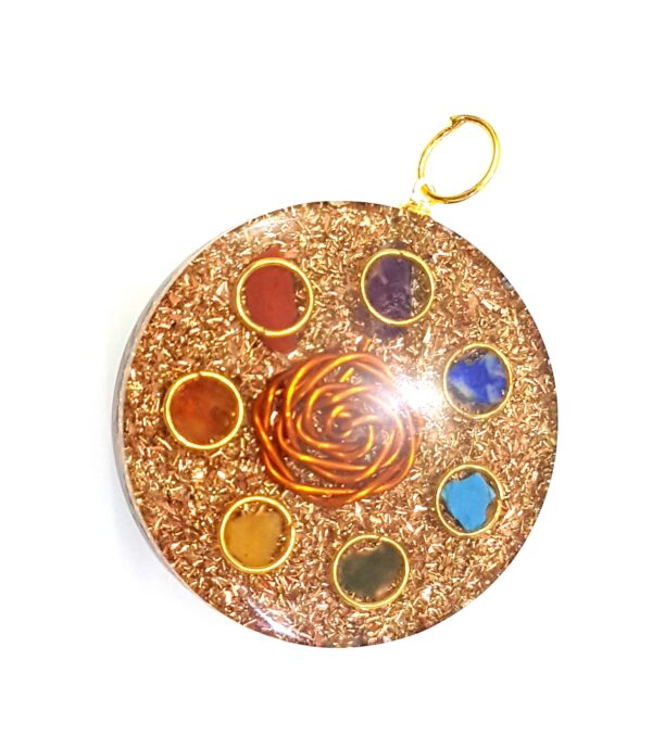 Orgone 7 Chakra Pendant, amethyst,lapislazuli,turquoise,green aventurine,yellow aventurine,carnelian, jasper, 2 way protection pendant - Image 5