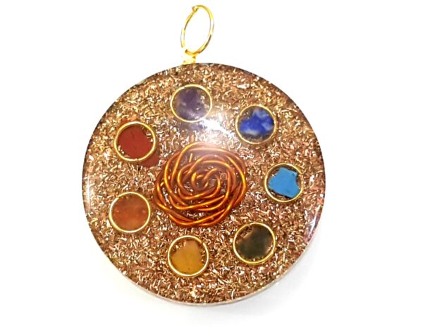 Orgone 7 Chakra Pendant, amethyst,lapislazuli,turquoise,green aventurine,yellow aventurine,carnelian, jasper, 2 way protection pendant - Image 6