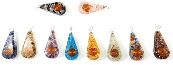 EMF Protection Tesla Powerful Reiki Coil Orgone Pendant, FREE 10 CORDS Super Protection Orgone Pendant-Natural Stones Lot of 10 - Image 2