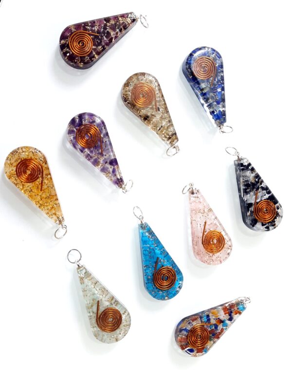 EMF Protection Tesla Powerful Reiki Coil Orgone Pendant, FREE 10 CORDS Super Protection Orgone Pendant-Natural Stones Lot of 10 - Image 3