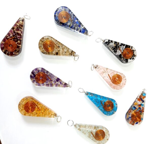 EMF Protection Tesla Powerful Reiki Coil Orgone Pendant, FREE 10 CORDS Super Protection Orgone Pendant-Natural Stones Lot of 10 - Image 4