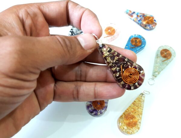 EMF Protection Tesla Powerful Reiki Coil Orgone Pendant, FREE 10 CORDS Super Protection Orgone Pendant-Natural Stones Lot of 10 - Image 6