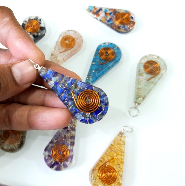EMF Protection Tesla Powerful Reiki Coil Orgone Pendant, FREE 10 CORDS Super Protection Orgone Pendant-Natural Stones Lot of 10 - Image 7