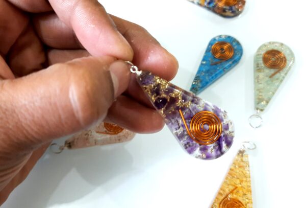 EMF Protection Tesla Powerful Reiki Coil Orgone Pendant, FREE 10 CORDS Super Protection Orgone Pendant-Natural Stones Lot of 10 - Image 8