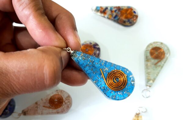 EMF Protection Tesla Powerful Reiki Coil Orgone Pendant, FREE 10 CORDS Super Protection Orgone Pendant-Natural Stones Lot of 10 - Image 9