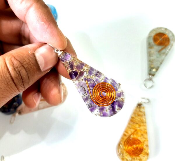 EMF Protection Tesla Powerful Reiki Coil Orgone Pendant, FREE 10 CORDS Super Protection Orgone Pendant-Natural Stones Lot of 10 - Image 11