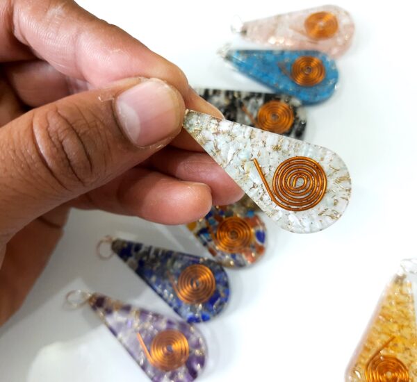 EMF Protection Tesla Powerful Reiki Coil Orgone Pendant, FREE 10 CORDS Super Protection Orgone Pendant-Natural Stones Lot of 10 - Image 12