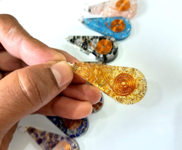 EMF Protection Tesla Powerful Reiki Coil Orgone Pendant, FREE 10 CORDS Super Protection Orgone Pendant-Natural Stones Lot of 10 - Image 13