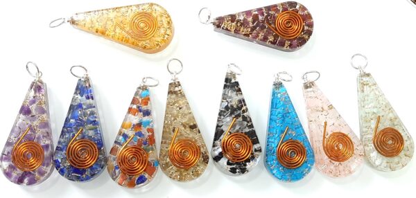 EMF Protection Tesla Powerful Reiki Coil Orgone Pendant, FREE 10 CORDS Super Protection Orgone Pendant-Natural Stones Lot of 10 - Image 14