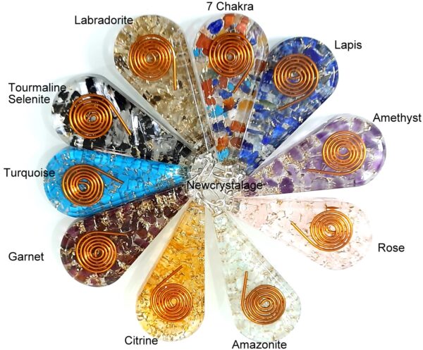 EMF Protection Tesla Powerful Reiki Coil Orgone Pendant, FREE 10 CORDS Super Protection Orgone Pendant-Natural Stones Lot of 10