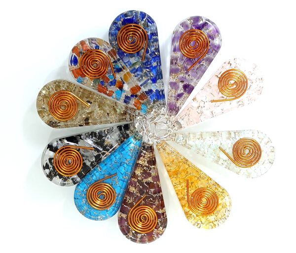 EMF Protection Tesla Powerful Reiki Coil Orgone Pendant, FREE 10 CORDS Super Protection Orgone Pendant-Natural Stones Lot of 10 - Image 16