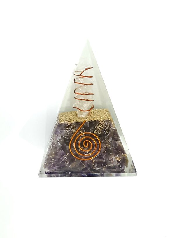 Big Natural Amethyst Orgone Pyramid, Reiki Crystal Chakra Stone, natural crystal point, 5G Protection Pyramid, EMF Protection Chakra Stone - Image 2