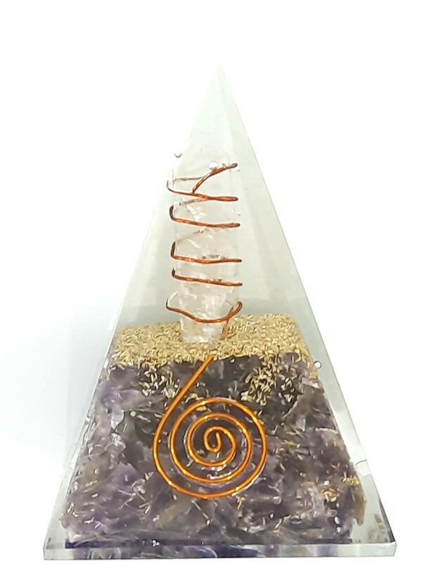 Big Natural Amethyst Orgone Pyramid, Reiki Crystal Chakra Stone, natural crystal point, 5G Protection Pyramid, EMF Protection Chakra Stone - Image 3