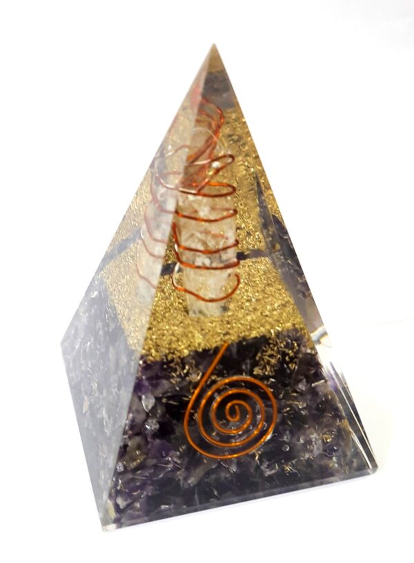 Big Natural Amethyst Orgone Pyramid, Reiki Crystal Chakra Stone, natural crystal point, 5G Protection Pyramid, EMF Protection Chakra Stone - Image 4