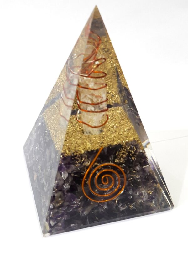 Big Natural Amethyst Orgone Pyramid, Reiki Crystal Chakra Stone, natural crystal point, 5G Protection Pyramid, EMF Protection Chakra Stone - Image 6