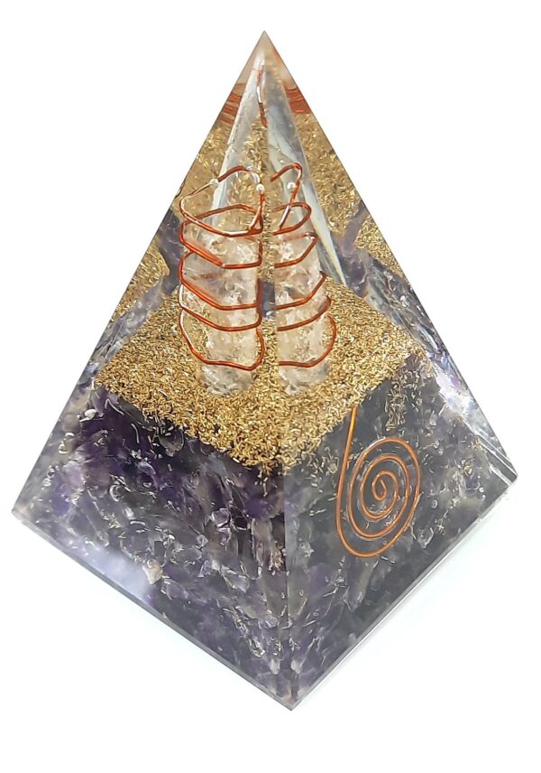 Big Natural Amethyst Orgone Pyramid, Reiki Crystal Chakra Stone, natural crystal point, 5G Protection Pyramid, EMF Protection Chakra Stone - Image 8