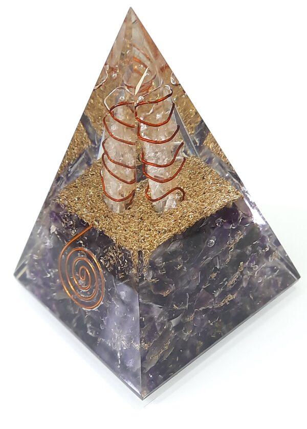 Big Natural Amethyst Orgone Pyramid, Reiki Crystal Chakra Stone, natural crystal point, 5G Protection Pyramid, EMF Protection Chakra Stone - Image 9