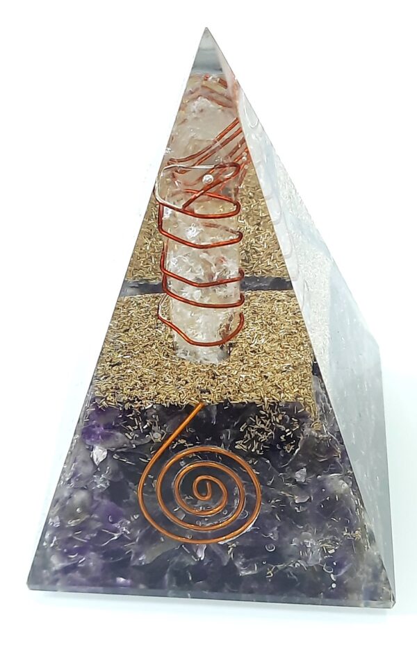 Big Natural Amethyst Orgone Pyramid, Reiki Crystal Chakra Stone, natural crystal point, 5G Protection Pyramid, EMF Protection Chakra Stone - Image 10