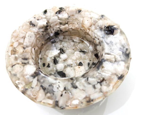 White Rainbow Moonstone Healing Chakra Orgone Candle Holder, Orgone, Meditation Reiki Healing Spiritual Protection Aura Energy Stone Holder - Image 2