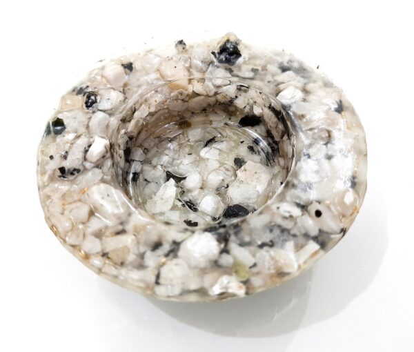 White Rainbow Moonstone Healing Chakra Orgone Candle Holder, Orgone, Meditation Reiki Healing Spiritual Protection Aura Energy Stone Holder - Image 3