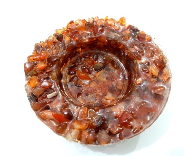 Candle Holder New Orgone Healing Crystal Carnelian Chips Chakra Orgone Candle Light Holder, Aura Energy Light Love Emits Positive Vibes - Image 2