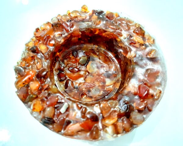 Candle Holder New Orgone Healing Crystal Carnelian Chips Chakra Orgone Candle Light Holder, Aura Energy Light Love Emits Positive Vibes - Image 3
