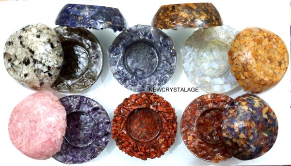 Crystal Candle Holder Beautiful Tealight & Votive Candle Holders, Orgone Candle Holders, Red Jasper Stone - Image 9