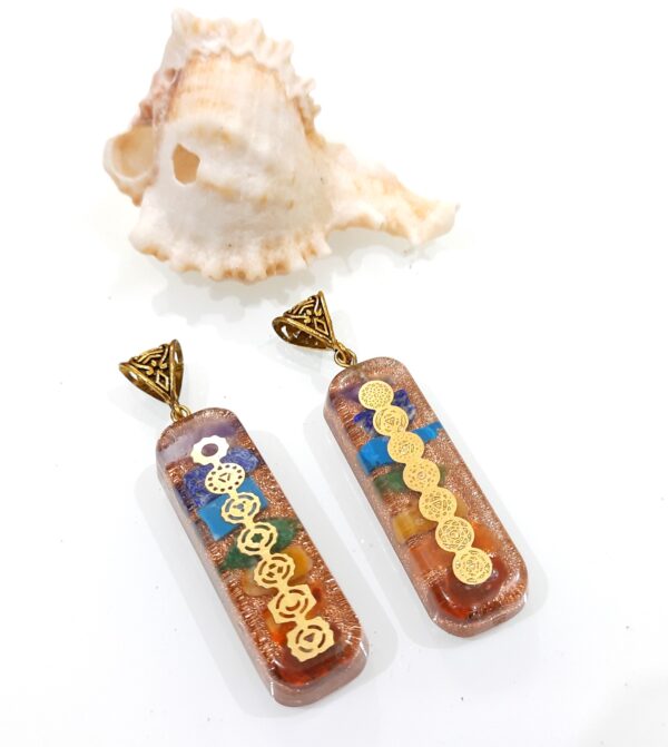 Lot of natural 7 chakra orgonite pendant metaphysical healing aura energy protection - Image 6