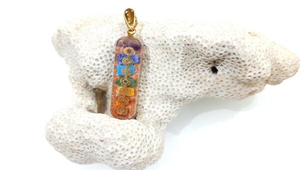 Lot of natural 7 chakra orgonite pendant metaphysical healing aura energy protection - Image 10