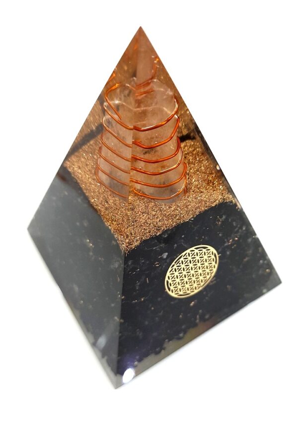 Flower of life healing black tourmaline Nubian pyramid - Image 2