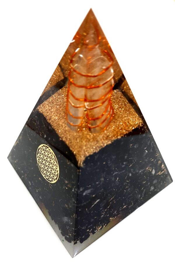 Flower of life healing black tourmaline Nubian pyramid - Image 3