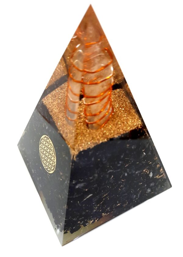 Flower of life healing black tourmaline Nubian pyramid - Image 4