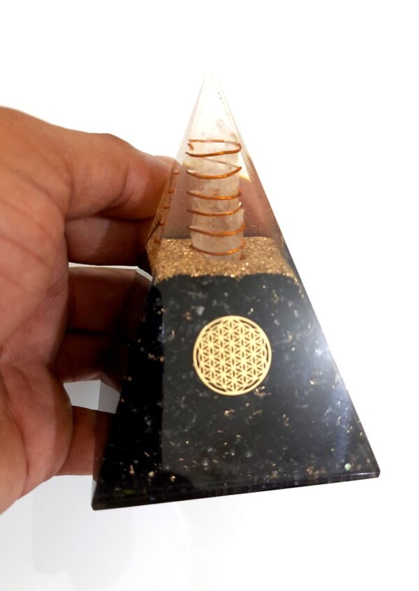 Flower of life healing black tourmaline Nubian pyramid