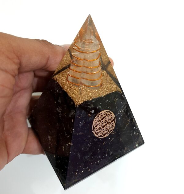 Flower of life healing black tourmaline Nubian pyramid - Image 9