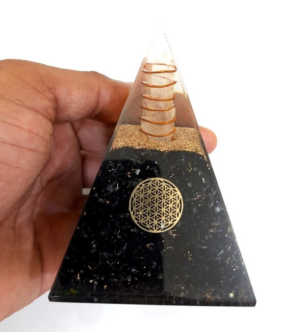 Flower of life healing black tourmaline Nubian pyramid - Image 11
