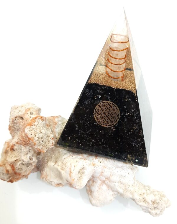 Flower of life healing black tourmaline Nubian pyramid - Image 12