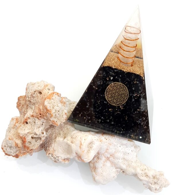 Flower of life healing black tourmaline Nubian pyramid - Image 13