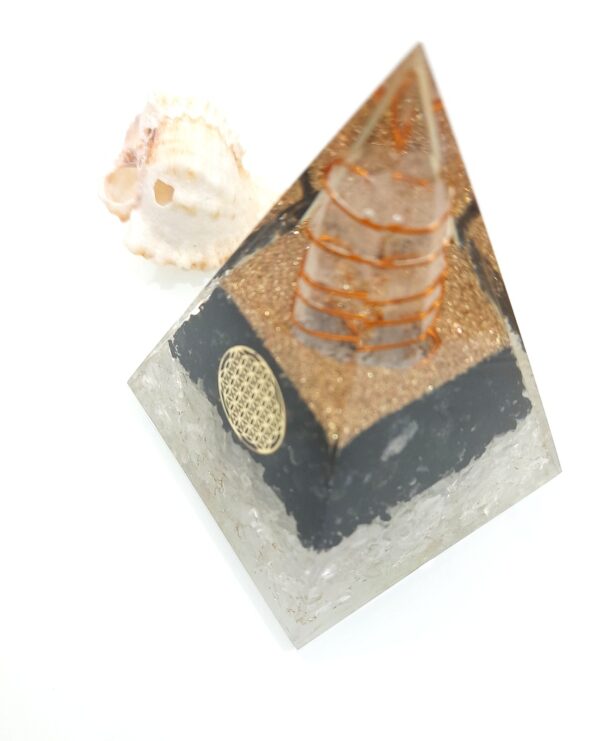 Black tourmaline and crystal Super Combination EMF protection pyramid - Image 7