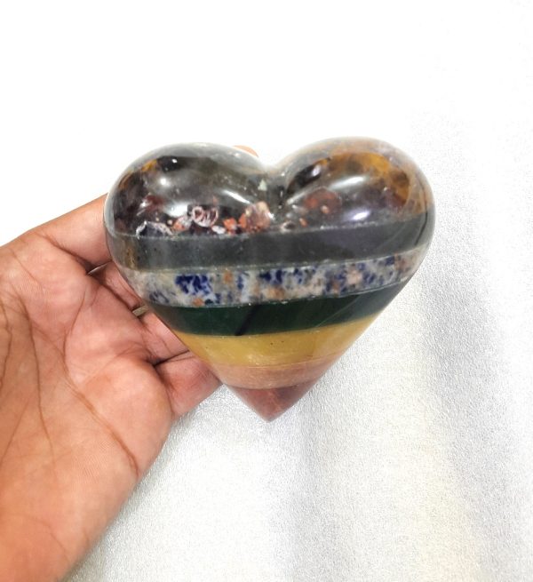 7 CHAKRA BONDED NATURAL STONE HEART - Image 4