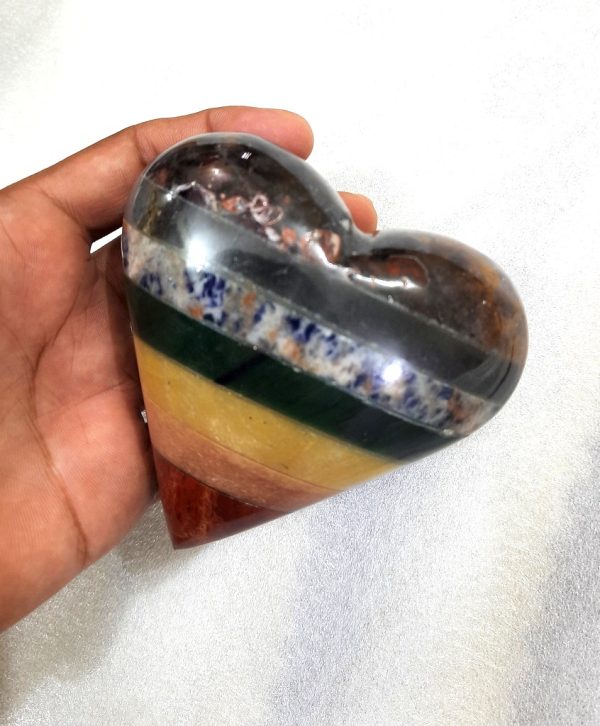 7 CHAKRA BONDED NATURAL STONE HEART