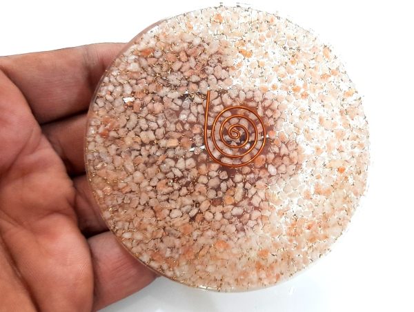Natural sunstone healing chakra coaster agate charging plate - Image 3