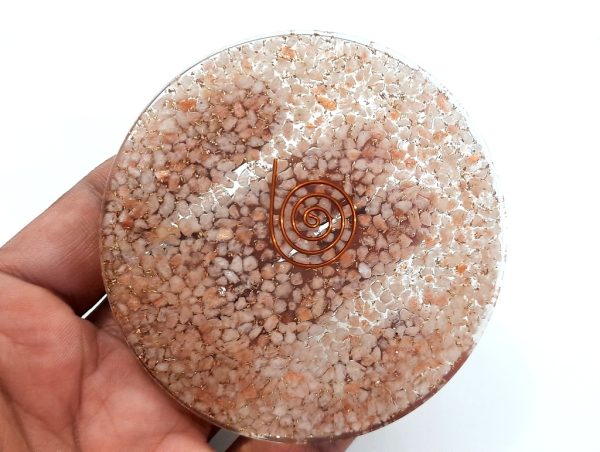 Natural sunstone healing chakra coaster agate charging plate - Image 5