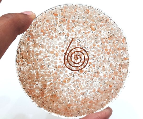 Natural sunstone healing chakra coaster agate charging plate - Image 6