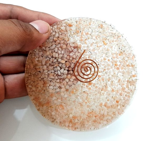 Natural sunstone healing chakra coaster agate charging plate - Image 7
