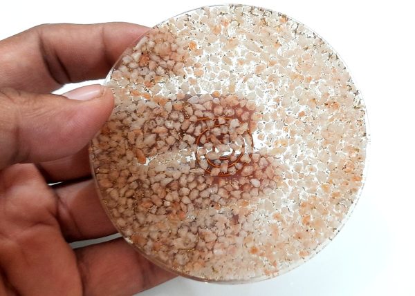 Natural sunstone healing chakra coaster agate charging plate - Image 8